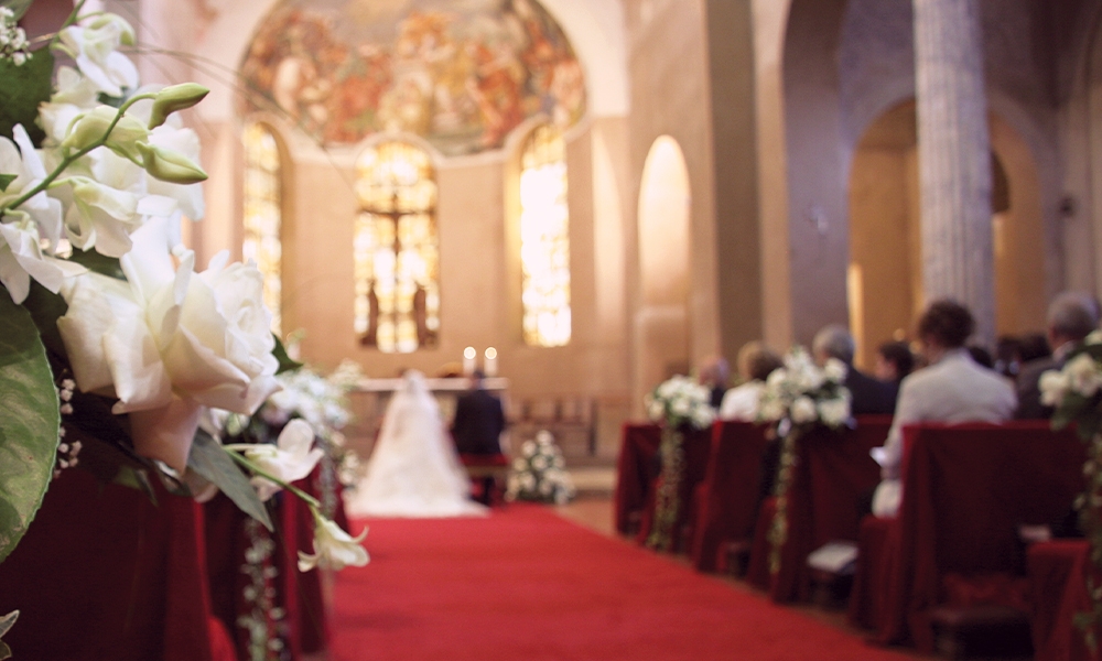 Wedding ceremony in a Catholic church